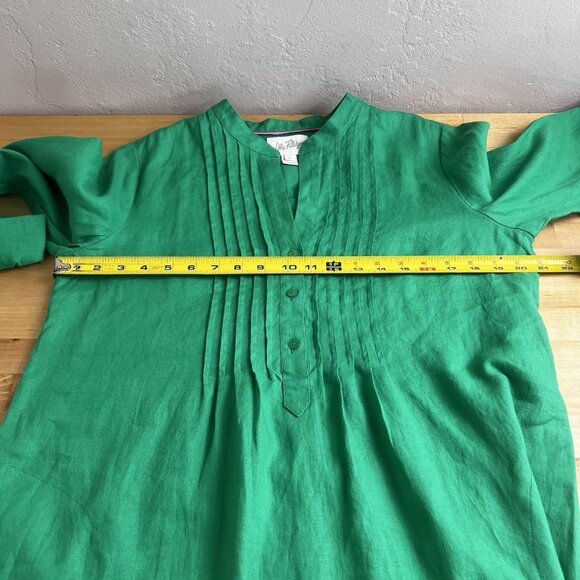 Lilly Pulitzer Rhoda Long Sleeve Popover Dress 100% Linen Green Pintuck Size 8 - Picture 11 of 12